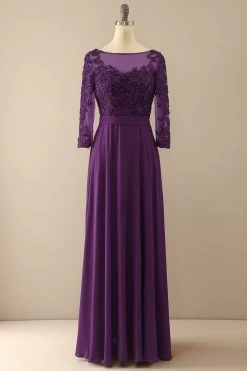 Robe De Mariée Bordeaux à Manches Pour Mère -Zapaka 03