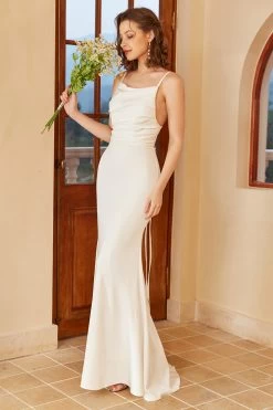 Simple Mermaid Boho Robe De Mariée 11 Simple Mermaid Boho Robe De Mariée -Zapaka 03004916 White 5