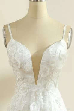 Spaghetti Blanc Sangles Boho Robe De Mariée Avec Fente 10 Spaghetti Blanc Sangles Boho Robe De Mariée Avec Fente -Zapaka 03005006 White 9