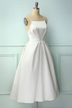 Robe Mi-longue Blanche à Bretelles Spaghetti -Zapaka 19101202857 fd78a168 7a03 4ed6 a69e 4ddf5c7133a6