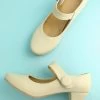 Talon 1 Talon -Zapaka 1950s Vintage Creamy Ankle Straps Chunky Heels