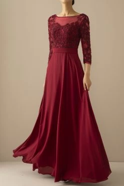 Robe De Mariée Bordeaux à Manches Pour Mère -Zapaka 20071021560