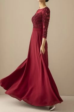 Robe De Mariée Bordeaux à Manches Pour Mère -Zapaka 20071021573