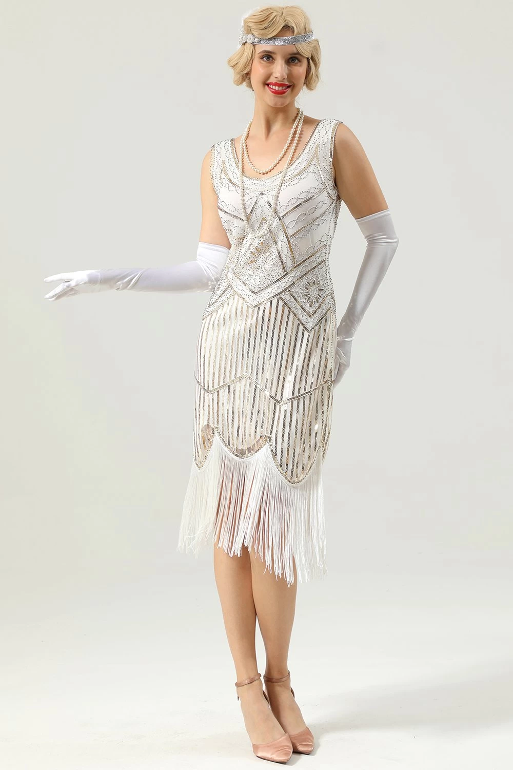 Robe à Franges à Sequins Rétro Des Années 20 10 Robe à Franges à Sequins Rétro Des Années 20 – Image 8