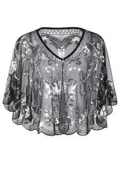 Zapaka Cape à Paillettes Noires Style Rétro Des Années 1920 -Zapaka 23a3ba92 2814 46c2 bcd0 ebdb36e81664