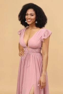 Blush V-Neck Longue Mousseline Robe De Demoiselle D’Honneur 12 Blush V-Neck Longue Mousseline Robe De Demoiselle D’Honneur -Zapaka 28009002 20Blush 20 6
