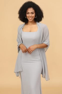 Robe De Demoiselle D’honneur Sirène à Col Carré Gris -Zapaka 28009020 20 14