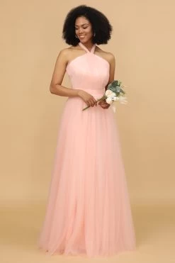 Une Ligne Halter Blush Longue Robe Demoiselle D’honneur 9 Une Ligne Halter Blush Longue Robe Demoiselle D’honneur -Zapaka 28009029 20 1
