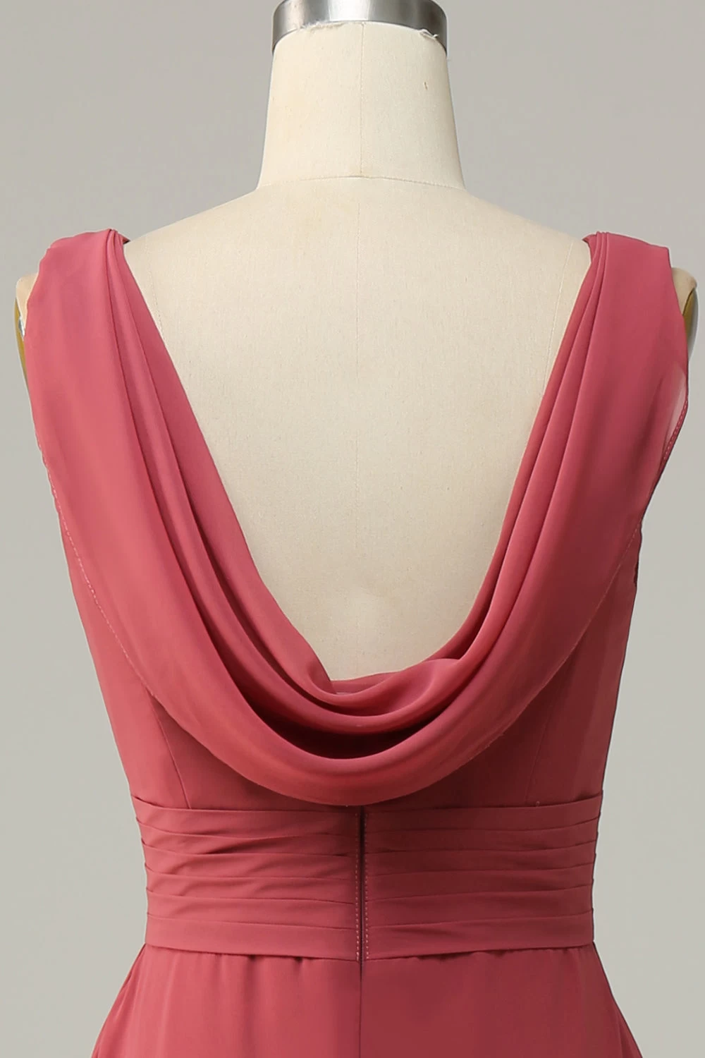 V Col Désert Rose Sans Manches Chiffon Robe De Demoiselle D’honneur Longue 8 V Col Désert Rose Sans Manches Chiffon Robe De Demoiselle D’honneur Longue – Image 6