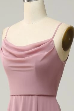 Spaghetti Straps Une Ligne Sans Manches Longue Robe De Demoiselle D’honneur 12 Spaghetti Straps Une Ligne Sans Manches Longue Robe De Demoiselle D’honneur -Zapaka AHQX20235 20Dusty 20Rose 20 10