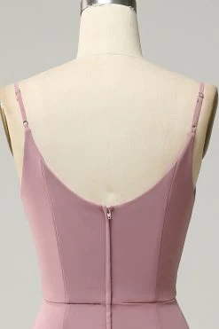 Spaghetti Straps Une Ligne Sans Manches Longue Robe De Demoiselle D’honneur 13 Spaghetti Straps Une Ligne Sans Manches Longue Robe De Demoiselle D’honneur -Zapaka AHQX20235 20Dusty 20Rose 20 7