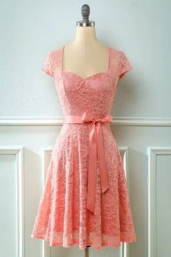 Robe En Dentelle à Manches Courtes -Zapaka AUP0026Blush 1 first