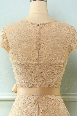 Robe En Dentelle à Manches Courtes -Zapaka AUP0026Champagne 6