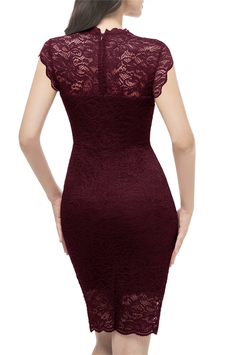 Robe En Dentelle Burgundy Bodycon 4 Robe En Dentelle Burgundy Bodycon – Image 2