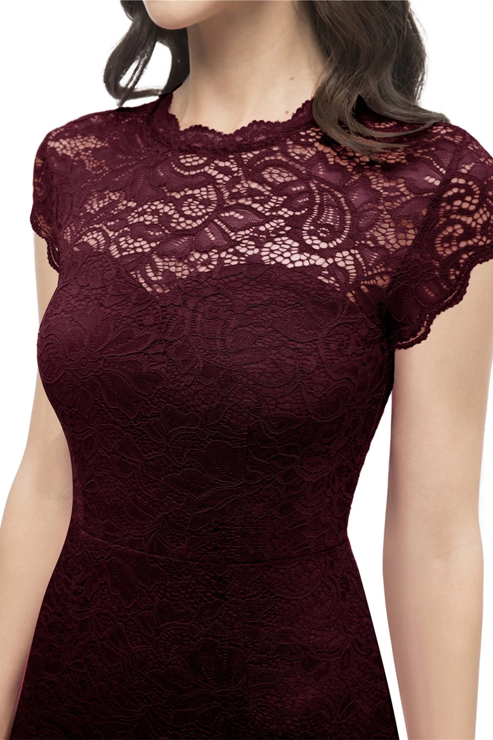 Robe En Dentelle Burgundy Bodycon 5 Robe En Dentelle Burgundy Bodycon – Image 3