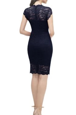 Robe Bodycon En Dentelle Marine -Zapaka AUP1008Navy4