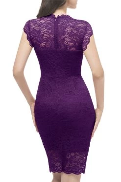 Robe De Fête Blush Lace Bodycon -Zapaka AUP1008Purple1