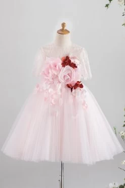 Robe Fille Fleur De Tulle Rose