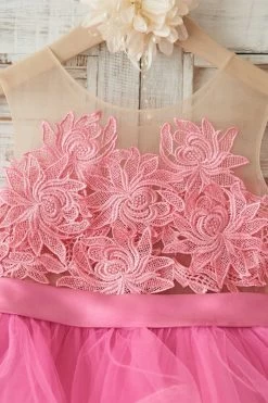 Fuchsia Tulle Fleur Fille Robe 8 Fuchsia Tulle Fleur Fille Robe -Zapaka BDE038 Fuchsia 3