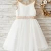 Filles Blanc Elizabeth Broderie Anglaise Robe -Zapaka BDE051 Champagne 1 first