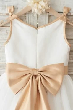 Filles Blanc Elizabeth Broderie Anglaise Robe -Zapaka BDE051 Champagne 4