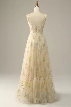 A-Line Col Carré Vert Long Soirée Robe Avec Broderie -Zapaka CEYY1201 Champagne 2 8f61a8dc 0bd7 48df 957e 528119187dfd