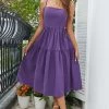 Violet Spaghetti Straps Robe D’été Avec Nœud -Zapaka CGGXH0055 Violet 3