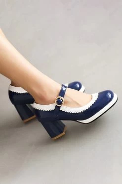 Chaussures à Orteils Ronds Noirs Avec Sangle Réglable -Zapaka CGGXH0077 Blue 2