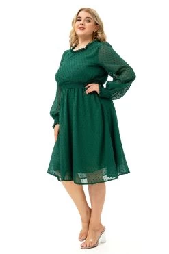 Taille Plus Robe Décontractée Verte -Zapaka CGGXH0092 Green 3