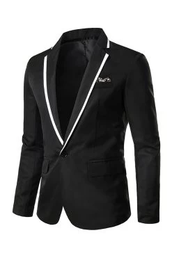 Revers à Encoches Roses Blazer De Bal Pour Hommes -Zapaka CGGXH01026 Black 1