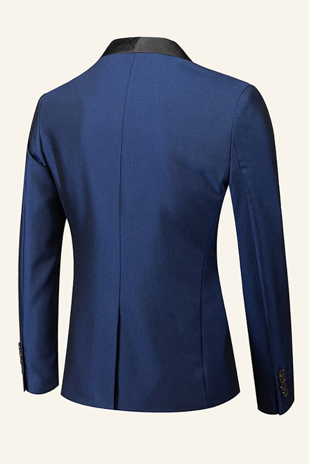 Châle Bleu Foncé Revers 3 Pièces Costumes De Mariage Pour Hommes 4 Châle Bleu Foncé Revers 3 Pièces Costumes De Mariage Pour Hommes – Image 2