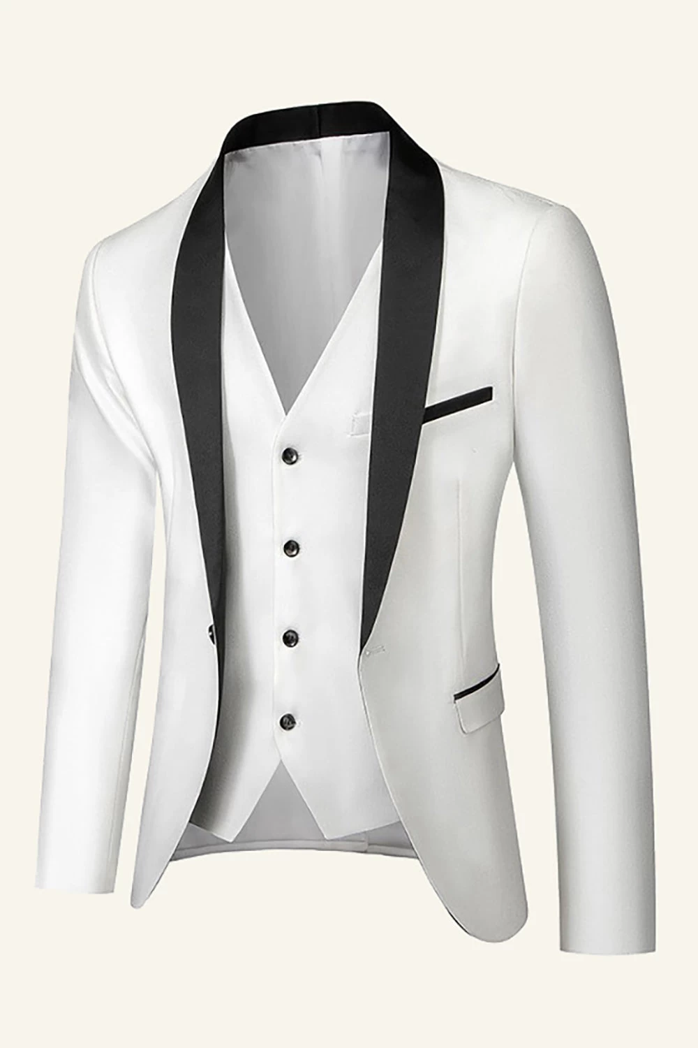 Châle Bleu Foncé Revers 3 Pièces Costumes De Mariage Pour Hommes 9 Châle Bleu Foncé Revers 3 Pièces Costumes De Mariage Pour Hommes – Image 7