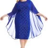 Taille Plus Royal Blue Robe Mère De La Mariée Avec Cape -Zapaka CGGXH0108 Blue 1 first