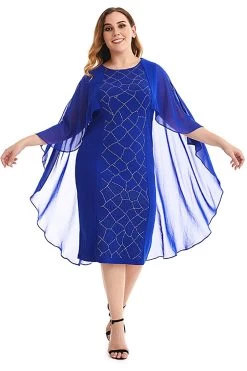 Taille Plus Royal Blue Robe Mère De La Mariée Avec Cape