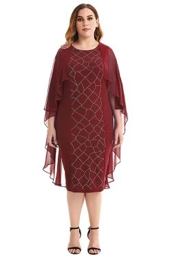 Taille Plus Royal Blue Robe Mère De La Mariée Avec Cape -Zapaka CGGXH0108 Purplish 1 first