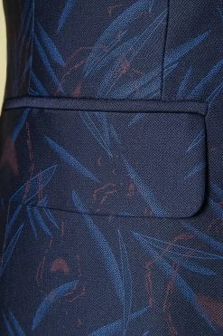 Bleu Foncé à Revers à Pointe Imprimé Smoking 3 Pièces Pour Homme 16 Bleu Foncé à Revers à Pointe Imprimé Smoking 3 Pièces Pour Homme -Zapaka CGGXH01094 Dark Blue 7