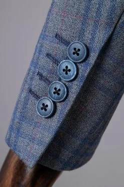 Costume 2 Pièces Pour Homme à Carreaux à Carreaux Bleus à Double Poitrine 12 Costume 2 Pièces Pour Homme à Carreaux à Carreaux Bleus à Double Poitrine -Zapaka CGGXH01098 Blue 6