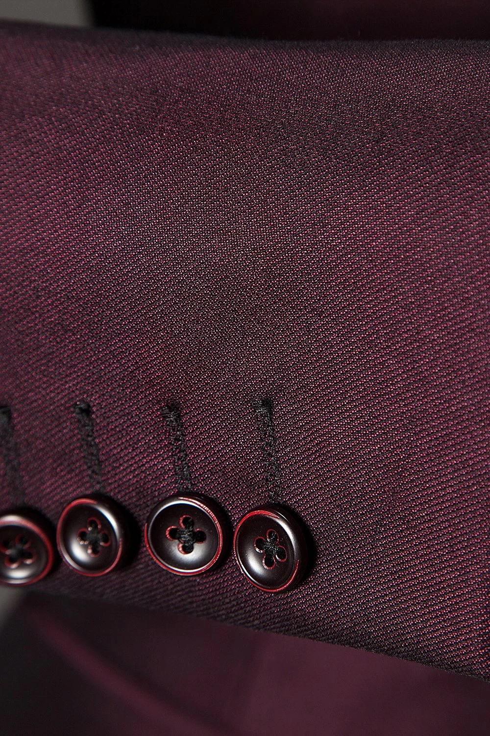 Bourgogne Notch Lapel 3 Pièces Costume Homme 8 Bourgogne Notch Lapel 3 Pièces Costume Homme – Image 6