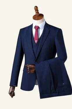 Navy Notched Lapel 3-Piece Costume Pour Homme -Zapaka CGGXH01108 Navy 3