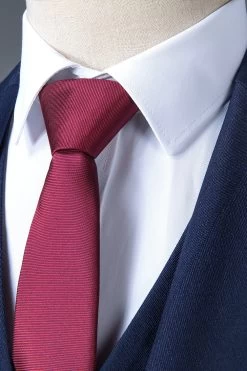 Navy Notched Lapel 3-Piece Costume Pour Homme -Zapaka CGGXH01108 Navy 4