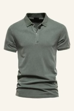 Classic Grey Green Regular Fit Col Manches Courtes Polo Homme