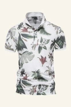 Navy Regular Fit Feuilles à Col Et Polo Imprimé Fleur Pour Homme 13 Navy Regular Fit Feuilles à Col Et Polo Imprimé Fleur Pour Homme -Zapaka CGGXH01119 White