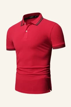 Coupe Ajustée Manches Courtes Polo Marine -Zapaka CGGXH01300 Red 3