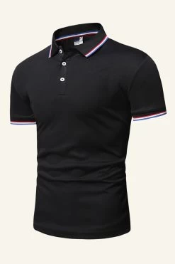 Polo Décontracté En Coton Noir Pour Hommes 13 Polo Décontracté En Coton Noir Pour Hommes -Zapaka CGGXH01303 Black 3
