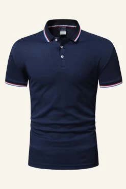 Polo Décontracté En Coton Noir Pour Hommes 15 Polo Décontracté En Coton Noir Pour Hommes -Zapaka CGGXH01303 Navy 1