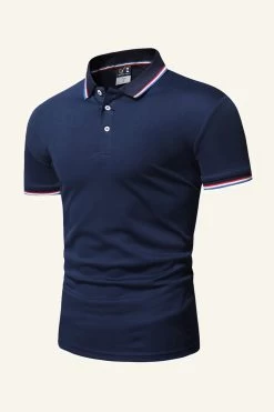 Polo Décontracté En Coton Noir Pour Hommes 17 Polo Décontracté En Coton Noir Pour Hommes -Zapaka CGGXH01303 Navy 3
