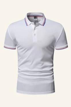 Polo Décontracté En Coton Noir Pour Hommes 18 Polo Décontracté En Coton Noir Pour Hommes -Zapaka CGGXH01303 White 1