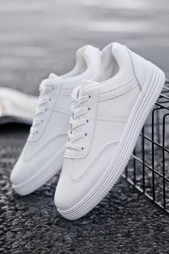 Chaussures Décontractées à Lacets Blancs Pour Hommes 8 Chaussures Décontractées à Lacets Blancs Pour Hommes -Zapaka CGGXH01346 20White 20 4