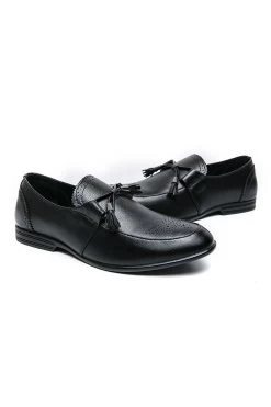 Chaussures Pour Hommes Slip-on En Cuir Noir 9 Chaussures Pour Hommes Slip-on En Cuir Noir -Zapaka CGGXH0182 20Black 2