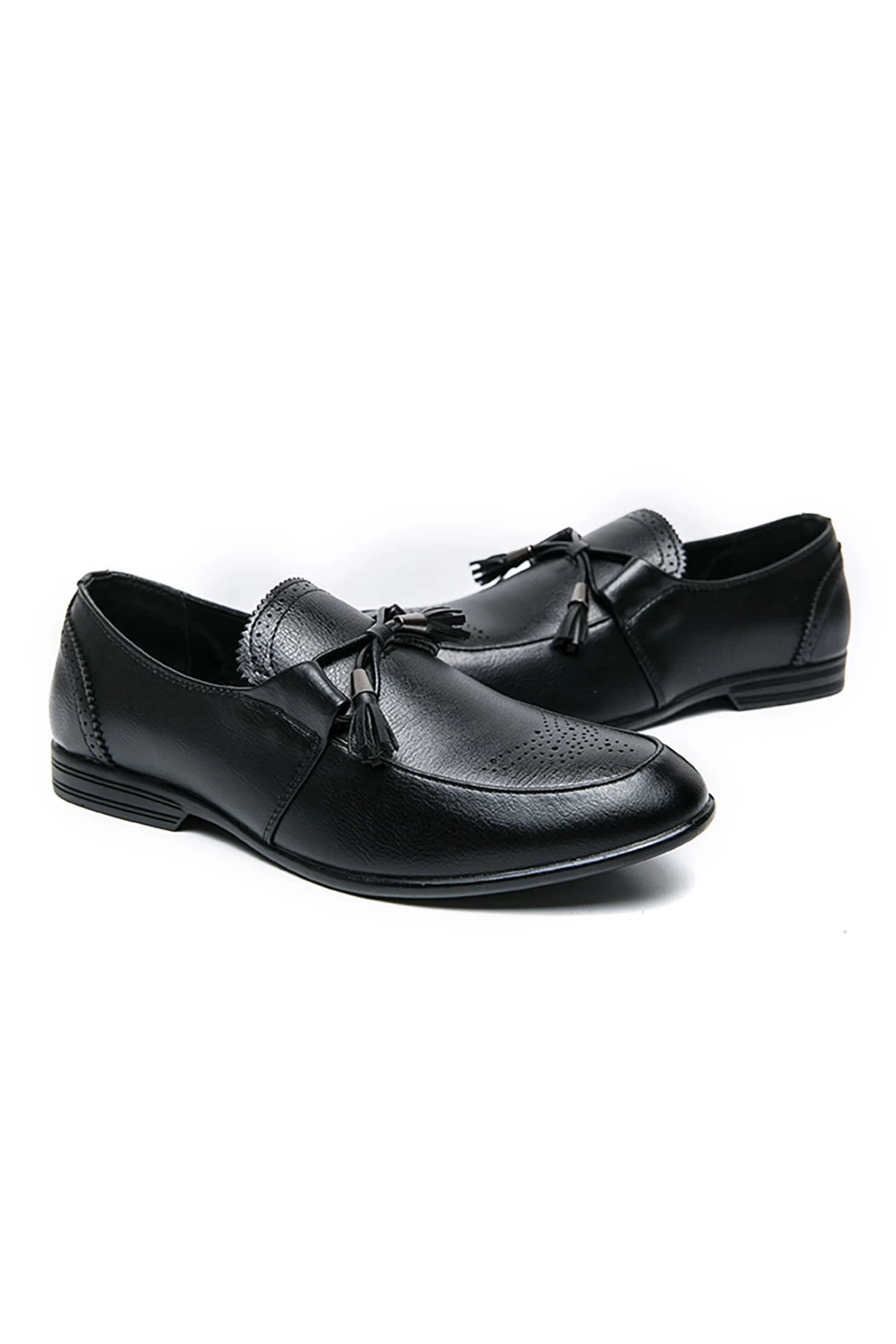 Chaussures Pour Hommes Slip-on En Cuir Noir 6 Chaussures Pour Hommes Slip-on En Cuir Noir – Image 4